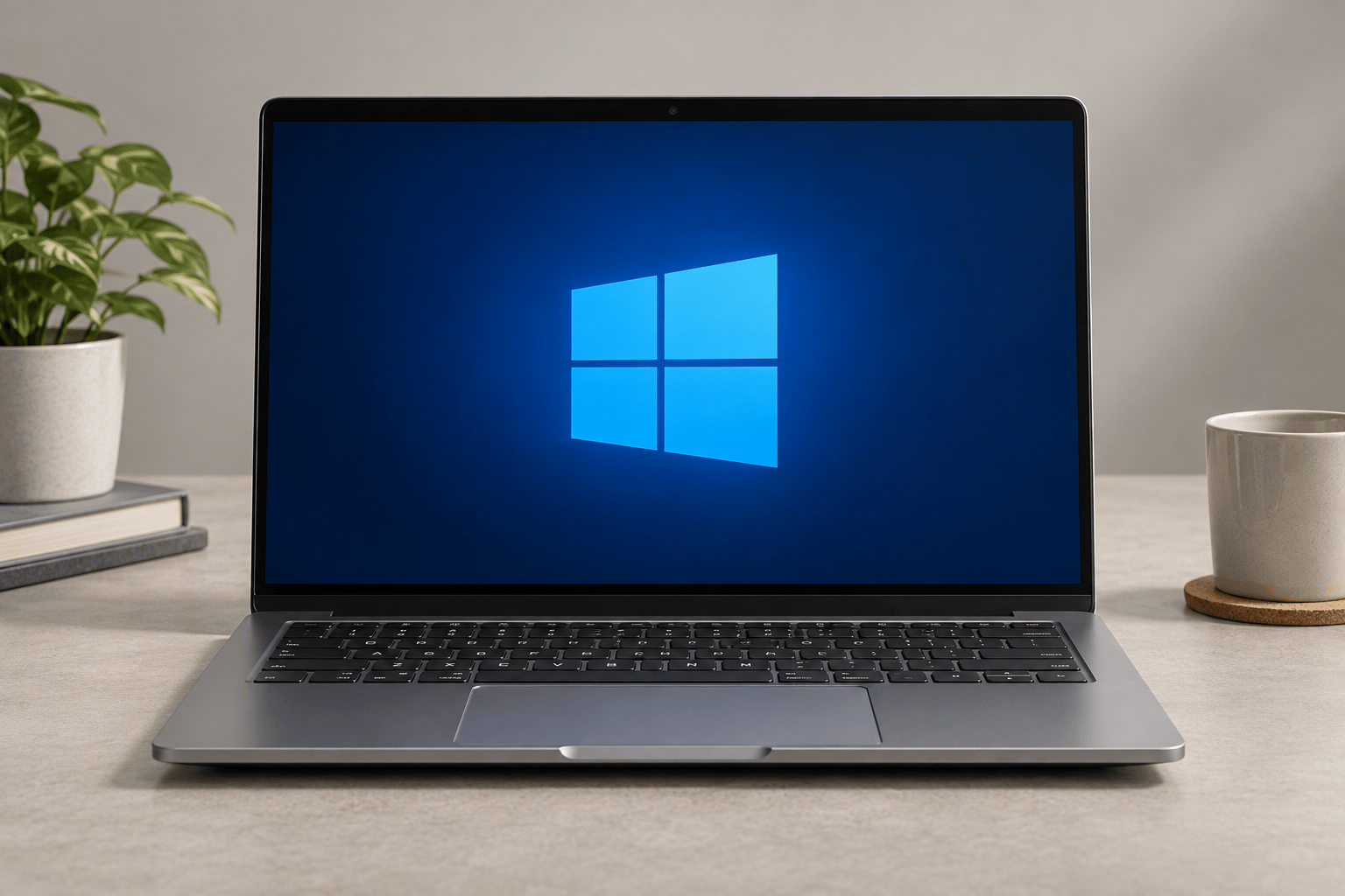 Ноутбук с символом Windows на экране